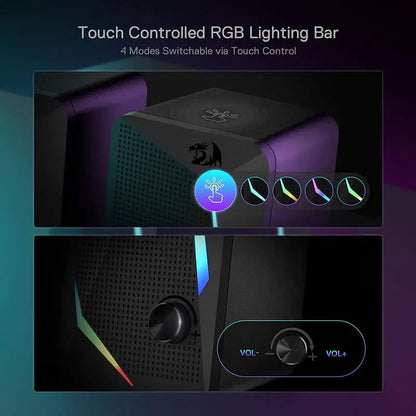 Redragon GS510 Waltz RGB 2.0 Desktop Speakers — PC Stereo with 4-Mode LED Backlight