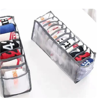 11-Compartment Collapsible Underwear Storage Box – Nylon Bra Organizer with Breathable Mesh for Home & Dormitory