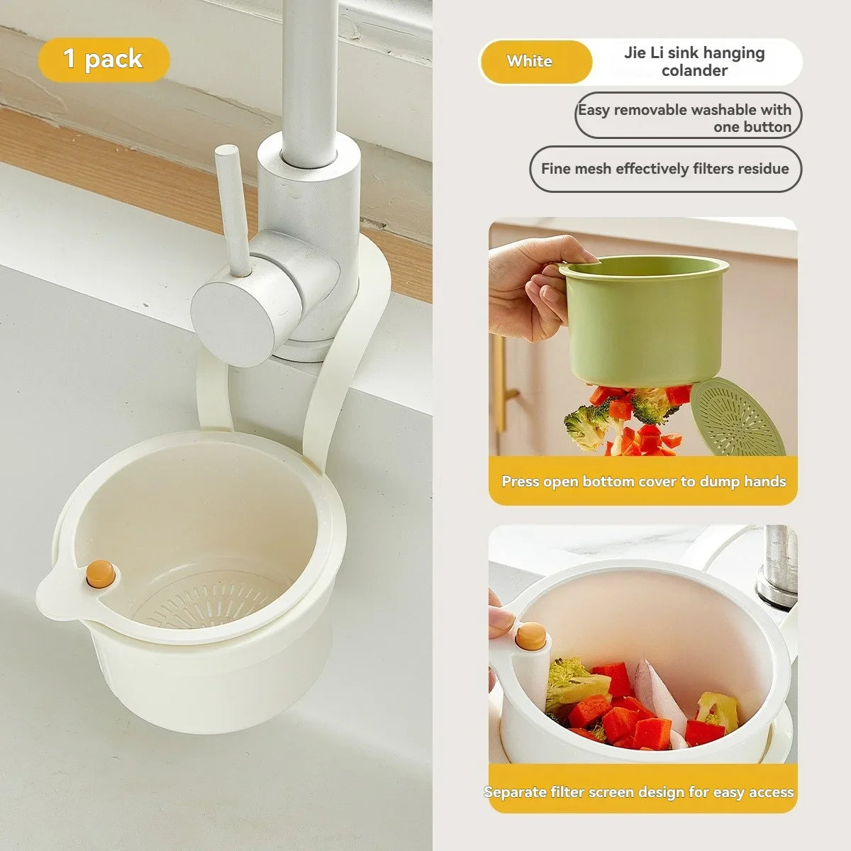 Creative Kitchen Sink Strainer Basket – Detachable, Openable Bottom Garbage Filter for Quick Drain