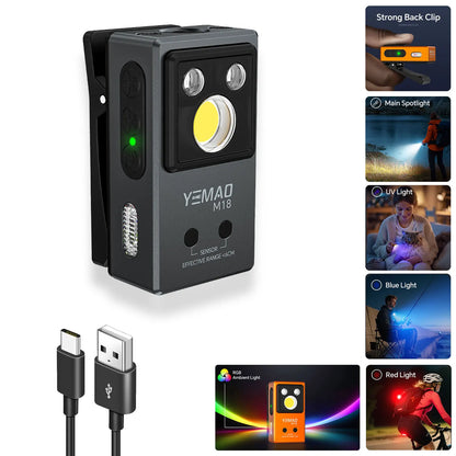 Tactical Triple-Light LED Flashlight – Ultra-Thin Aluminum Alloy EDC Rechargeable COB Work Light