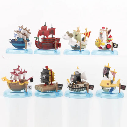 One Piece Anime Mini Figures Set - 8PCS Luffy Zoro Sanji Pirate Ship PVC Action Figures Collectible Toys Gift