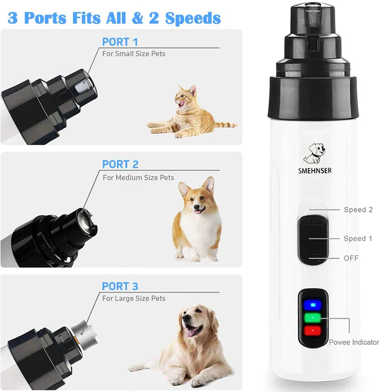 Painless USB Charging Dog Nail Grinder – Rechargeable Electric Pet Nail Clippers for Quiet Grooming of Dog & Cat Paws