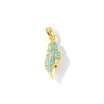 Blue Cubic Zirconia Ocean Charm Pendant Set – 18K Gold Plated Starfish, Mermaid & Conch DIY Necklace Jewelry
