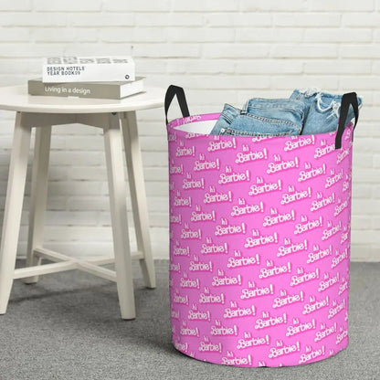 Custom Barbie Logo Laundry Basket – Collapsible Large Capacity Clothes Storage Bin, Disney Baby Hamper