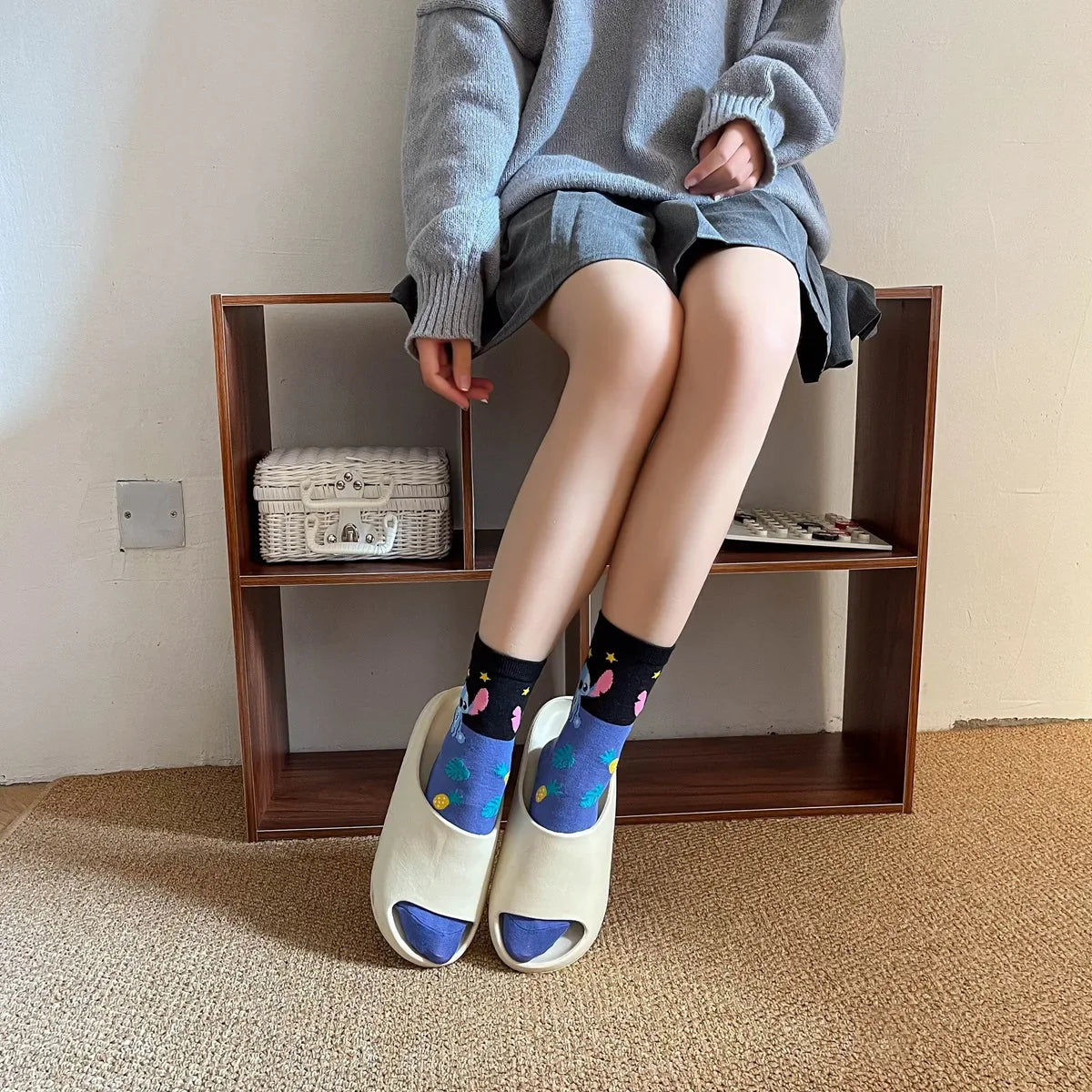 Disney Kawaii Stitch Cotton Socks - Medium Length Combed Cotton Socks, Perfect Birthday Gift for Girls & Boys