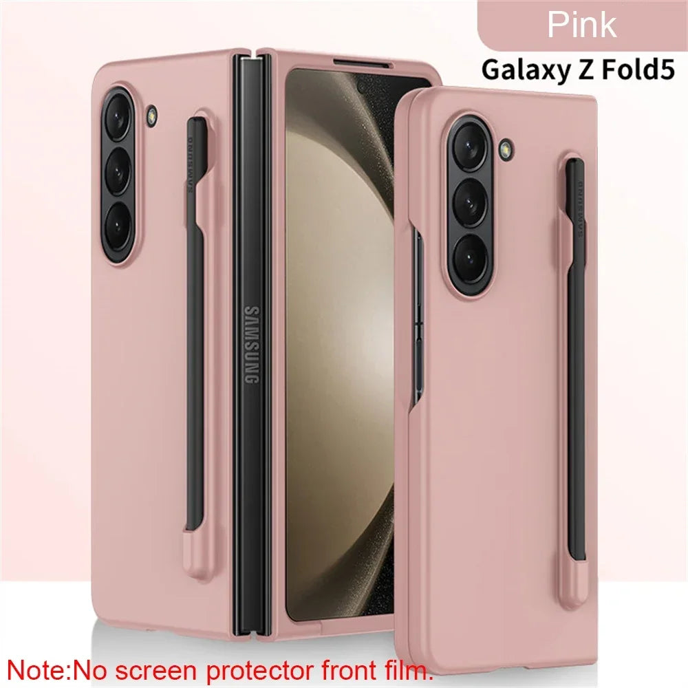 Skin Feel Slim Case for Samsung Galaxy Z Fold 6/5/4/3 – Hard Plastic Shockproof Cover with Stylus Pen Slot Holder