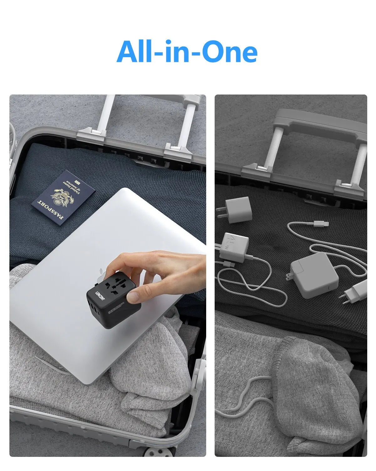 LENCENT Universal Travel Adapter with 3 USB Ports & Type-C PD Charging - EU/UK/USA/AUS Plug, All-in-One Travel Charger