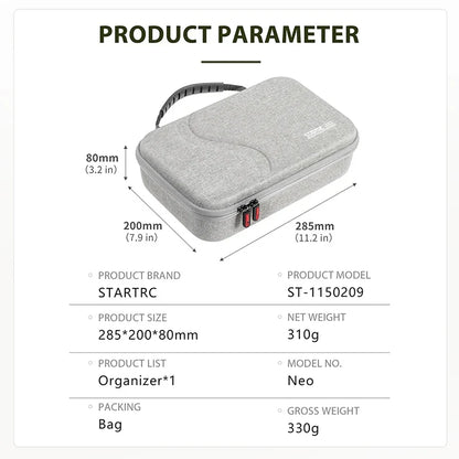 NEO Drone PU Storage Bag — Portable Large Capacity Shoulder & Handheld Organizer for DJI Neo RC-N3 with Shock Absorbing Protection