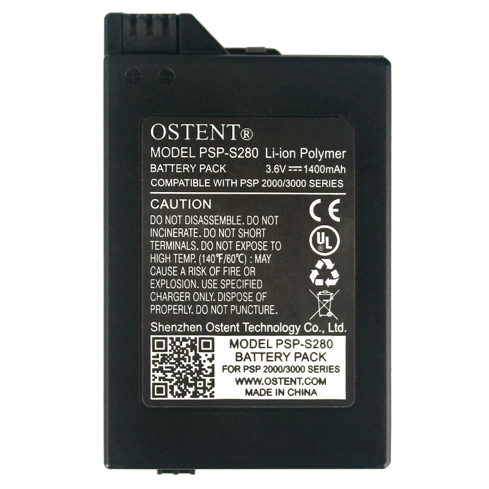 OSTENT 3.6V 1400mAh Rechargeable Lithium Battery for Sony PSP 2000/3000 | PSP-S110 Replacement