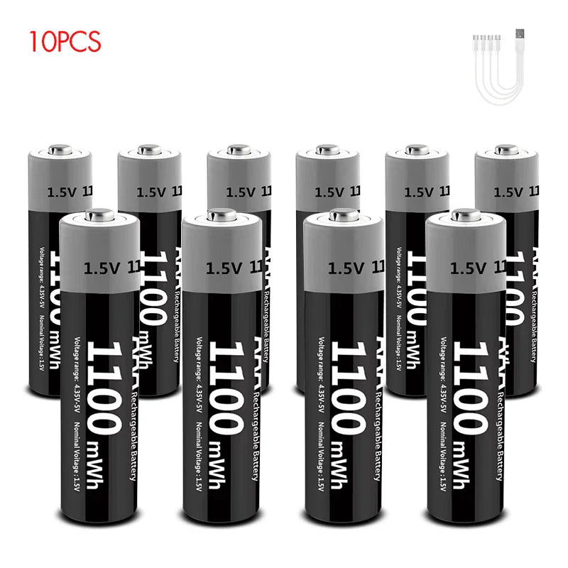 MATOV USB Rechargeable Li-ion AA 3400mWh & AAA 1100mWh 1.5V Batteries Pack