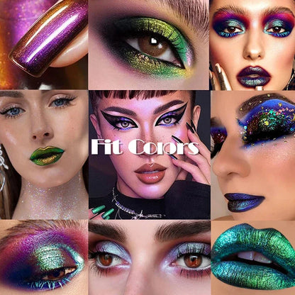 6 Color Shiny Metallic Glossy Face Decorating Liquid – Eyeshadow, Lipgloss, Metallic Lipstick, Chameleon Eye Glitter Pigment