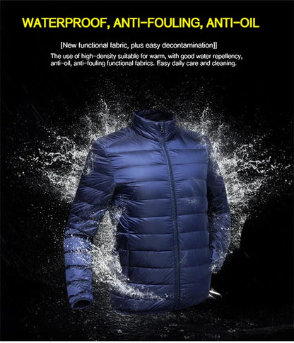 UETEEY Men’s Ultra-Light White Duck Down Jacket – Waterproof Casual Outdoor Padded Coat, Autumn Winter Lightweight