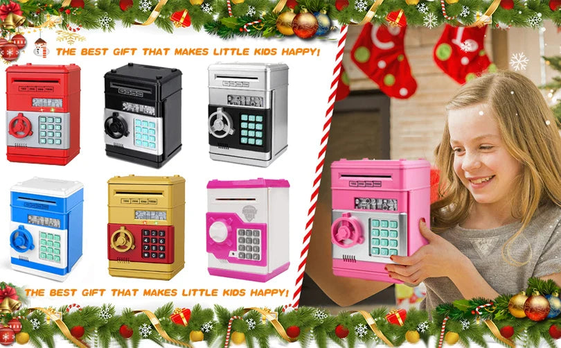 Kids Electronic Password Piggy Bank – Mini Safe Money Box with Code Lock & Auto Cash Slot