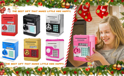 Kids Electronic Password Piggy Bank – Mini Safe Money Box with Code Lock & Auto Cash Slot