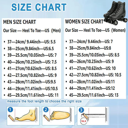 PU Leather Roller Skates – Inline & Quad Skating Shoes, Flashing 4-Wheel Sneakers, Europe Size, Training & Fun