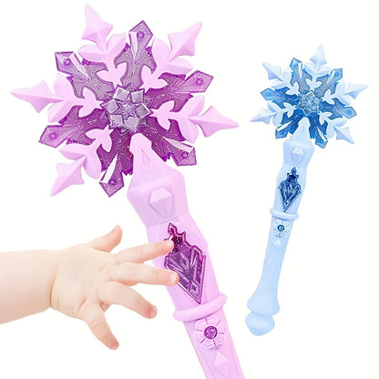 Princess Snow Wand Toy - Snowflake Light & Sound Stick for Kids, Glowing Fairy Wand for Girls, Christmas & Halloween Cosplay