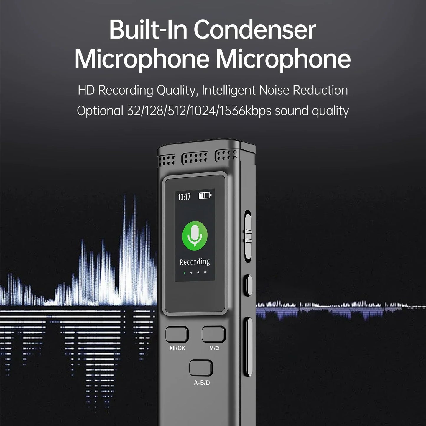 Digital Voice Recorder 64GB/16GB/8GB | Voice Activated Audio Recording, Noise Reduction, MP3 Playback, 288hrs