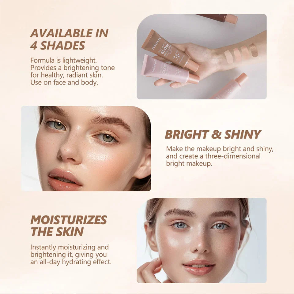 Glow Foundation Illuminator – Lightweight Glotion for Natural Radiance, Moisturizing Multi-Purpose Glow Enhancer & Highlighter