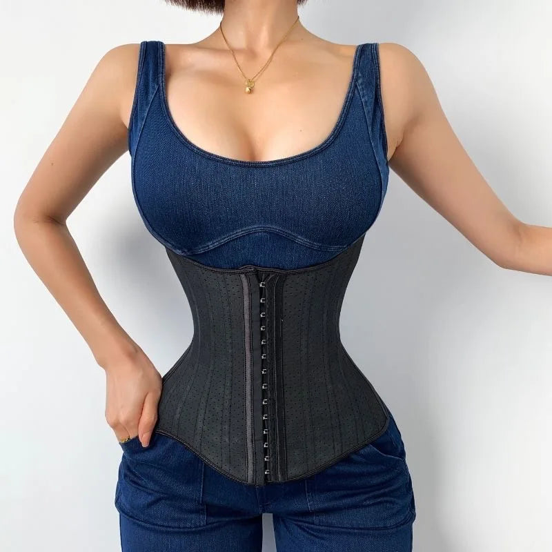 25 Steel Bones Angel Wing Latex Waist Trainer – Women’s Corset Body Shaper for Abdominal Toning & Post-Workout Contraction