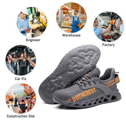 Steel Toe Safety Shoes for Men & Women – Lightweight Puncture-Proof Work Sneakers, Unisex Construction Boots