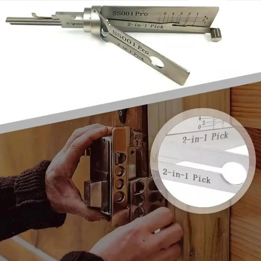 Stainless Steel Key Decoder Tool — Precision Hook & O-Ring Pickup Repair Kit