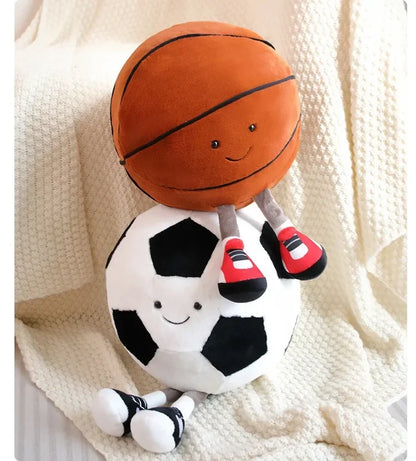 CM Sports Plush Toy — Football & Basketball Dolls, Creative Pillow & Interactive Pet Ball for Dogs & Cats
