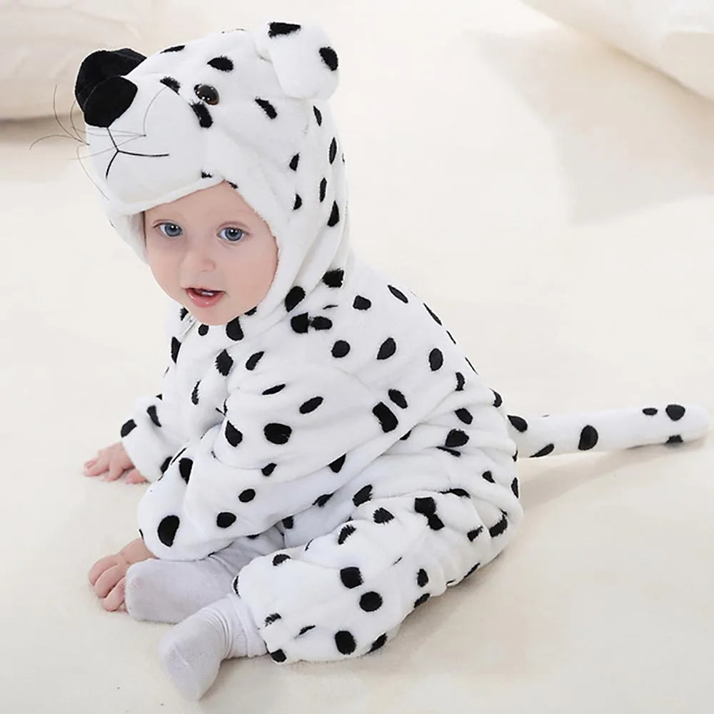 Cartoon Flannel Baby Romper – Unicorn, Rabbit & Dinosaur Pajamas, Cotton Kigurumi Jumpsuit for Boys & Girls
