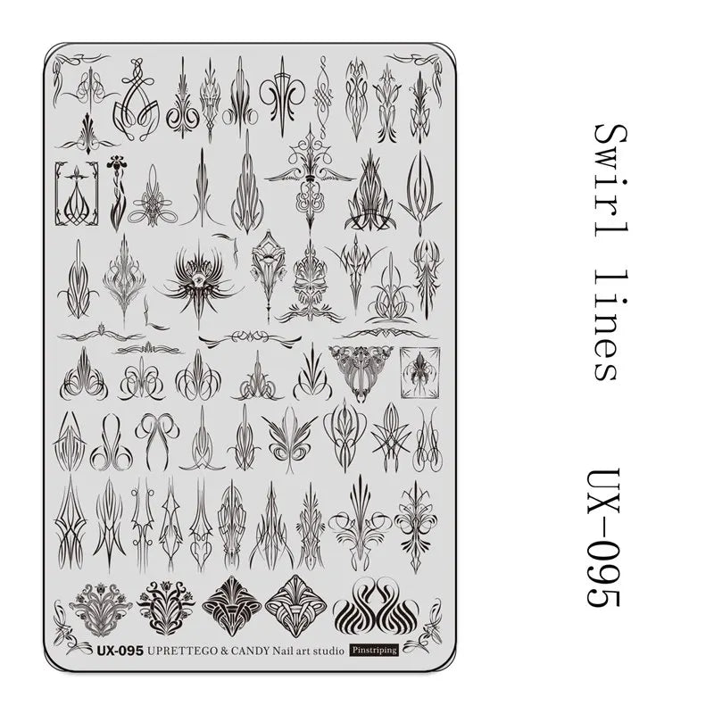 UX Serial 2 Stainless Steel Stamping Plate Template – Vintage Abstract Fabric Texture Pattern for Nail Art, Floral Lace, Xmas & Halloween Designs (UX52)