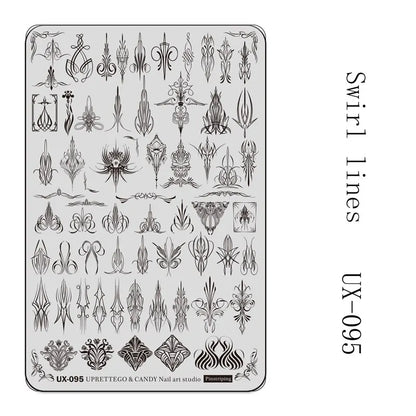 UX Serial 2 Stainless Steel Stamping Plate Template – Vintage Abstract Fabric Texture Pattern for Nail Art, Floral Lace, Xmas & Halloween Designs (UX52)