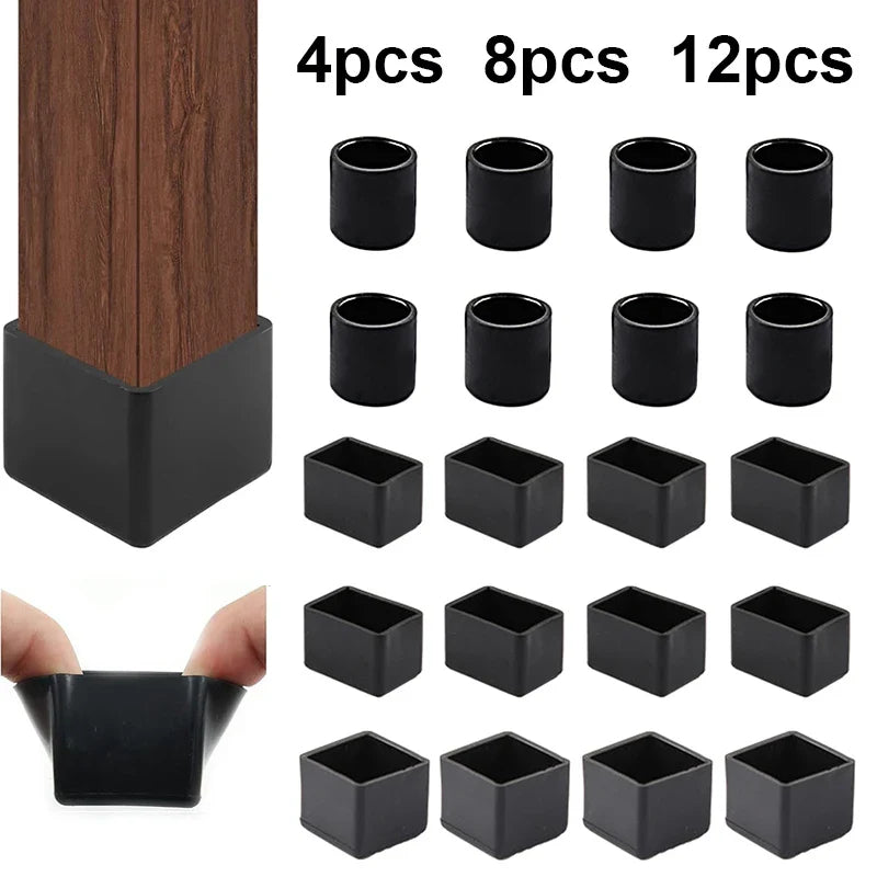 Square Silicone Chair Leg Caps – Non-Slip Furniture Foot Covers for Table & Chair Legs, Floor Protector Pads, Dust & Scratch Guards for Home Furniture Stability