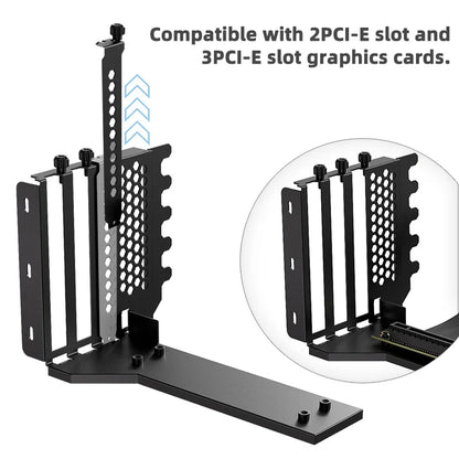 TEUCER L-Z3 GPU Vertical Mounting Bracket Kit – PCIe 4.0 X16 Riser Cable 200mm for Graphics Card Steering Mount