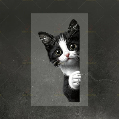 Peeking Cat Car Stickers - Waterproof Cartoon Vinyl Decals for Windows, Motorcycles & Vehicles