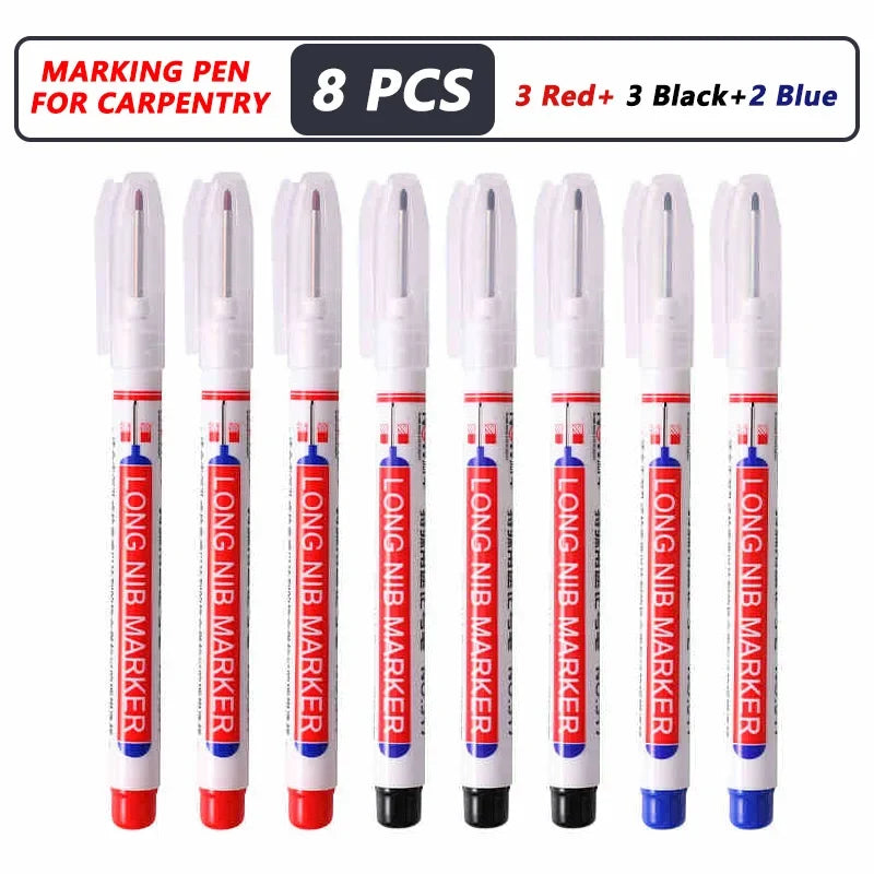 20mm Deep Hole Marker Pen Tips - Long Nib Waterproof Markers for Metal, Woodworking & Bathroom Decoration