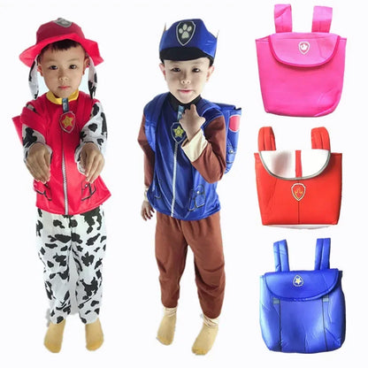 Anime Dog Patrol Kids Costume Set – Tops, Pants, Backpack & Hat for Marshall, Chase, Skye, Zuma, Rubble Halloween Cosplay