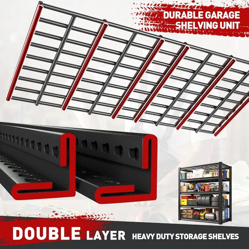 Heavy Duty Garage Shelving 3000LBS – Adjustable Industrial Metal Storage Shelves Unit