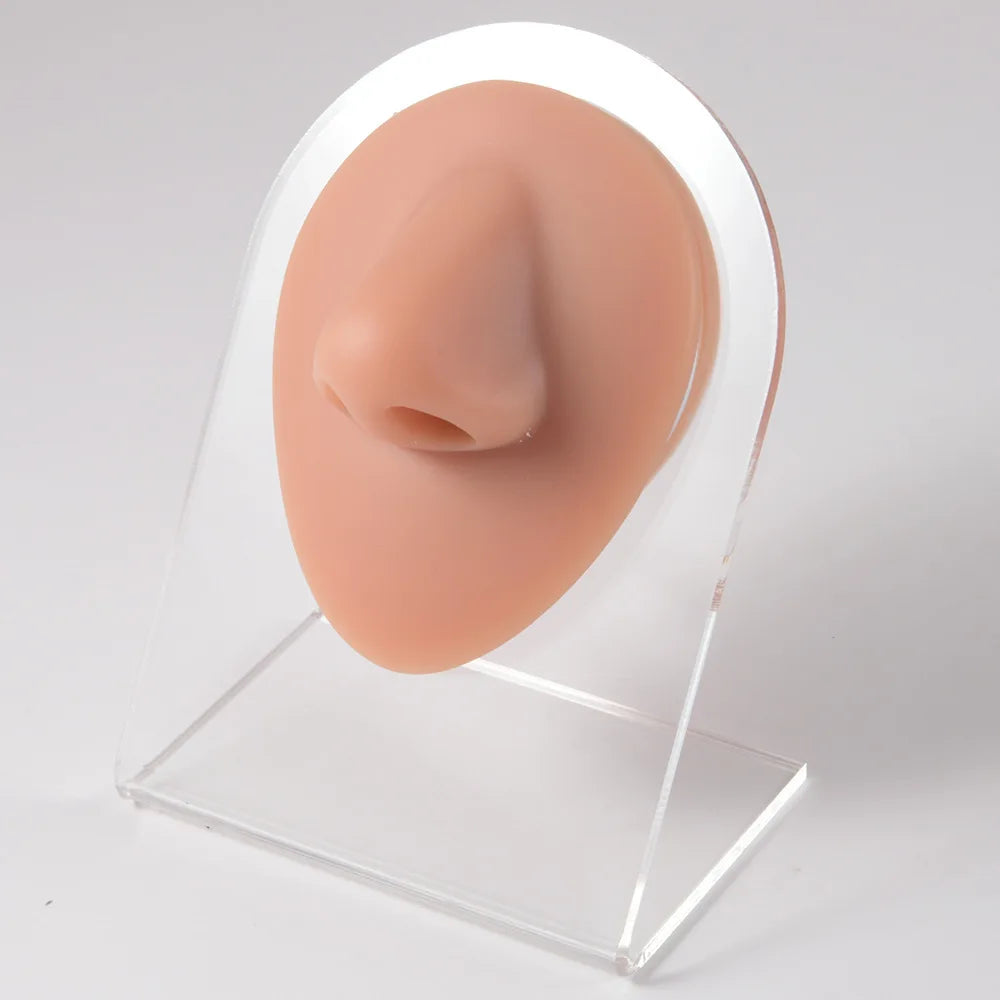 Soft Silicone 1:1 Simulation Body Piercing Practice Model – Ear, Nose, Navel & Nipple Display Stand for Jewelry Training & Teaching Accessories