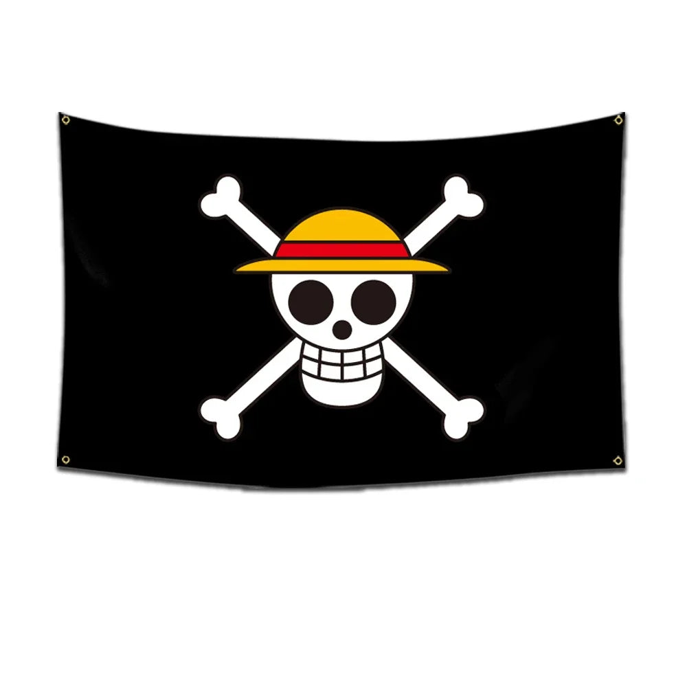 One Piece Pirate Skull Flag – Luffy Straw Hat Pirates Wall Decor & Banner for Kids' Bedroom, Gift