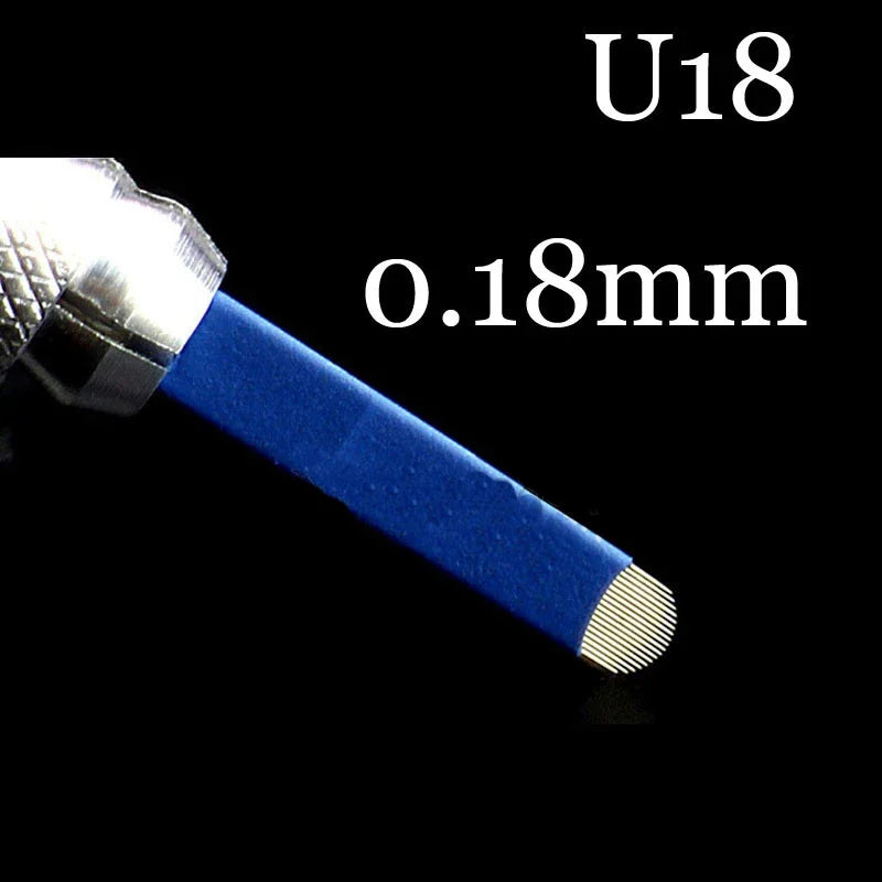 50pcs Microblading Tebori Blades 0.18mm — Manual Tattoo Needles for Permanent Makeup Eyebrows (7/9/12/14/17/21)