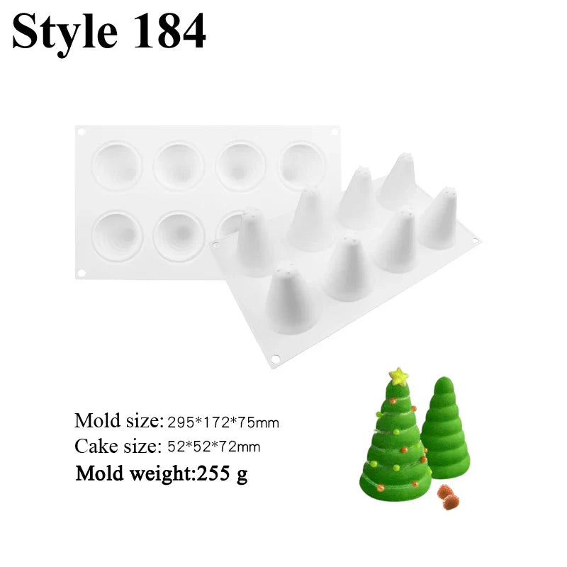 Christmas Silicone Cake Molds — Tree, Snowflake & Hat Shapes for Mousse, Chocolate & Holiday Baking