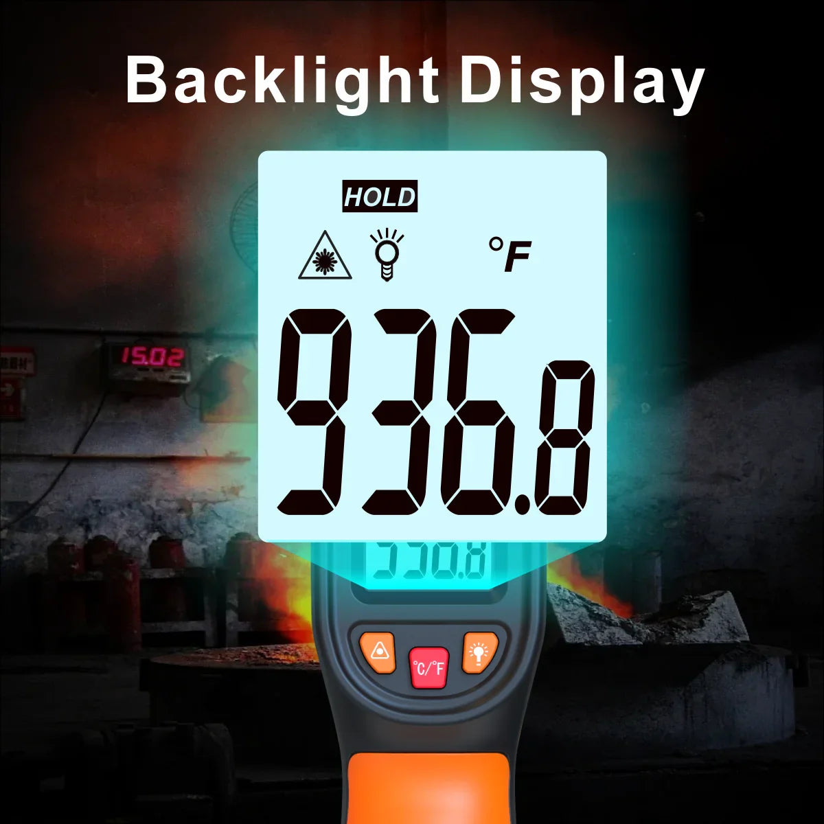 Handheld Infrared Thermometer - Heat Temperature Tester for Cooking, Pizza Oven, Grill & Engine - Laser Surface Temp Read