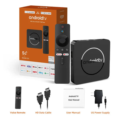 Q10 Android 14 TV Box – Allwinner H313 8K Media Player with 64GB/128GB ROM, Dual WiFi 2.4G&5G, Voice Control Set-Top Box