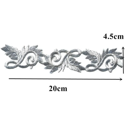 Silver Baroque Sequin Flower Applique – Embroidered Iron-On Patch for Wedding & DIY Crafts