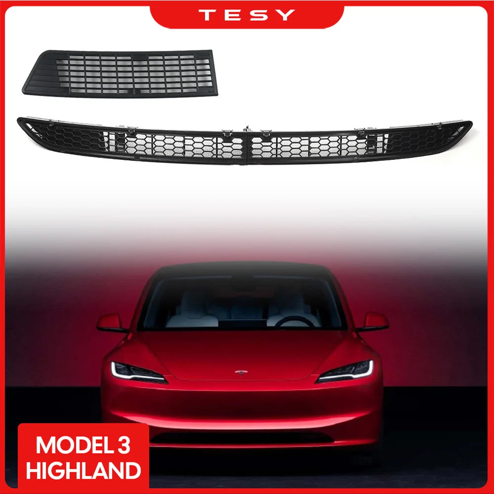 Tesla Model 3 Highland 2024 Lower Bumper Mesh — Anti-Insect & Dust-Proof Vent Grille Cover, Front Protection