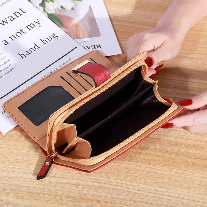 Women’s Long PU Leather Wallet – Gold Hollow Leaf Design Clutch Purse with Coin Pocket & Card Holders