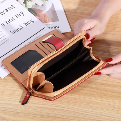 Women’s Long PU Leather Wallet – Gold Hollow Leaf Design Clutch Purse with Coin Pocket & Card Holders