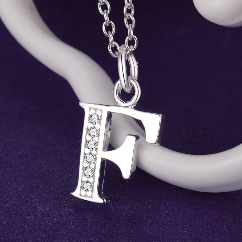 26 Letters 925 Sterling Silver Zircon Necklace Pendant – Personalized Alphabet Jewelry for Women | Elegant Wedding & Gift Accessory
