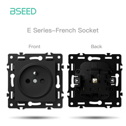 BSEED Zigbee Smart Wall Switch Parts – EU Power Outlet & Glass Frame DIY Combo
