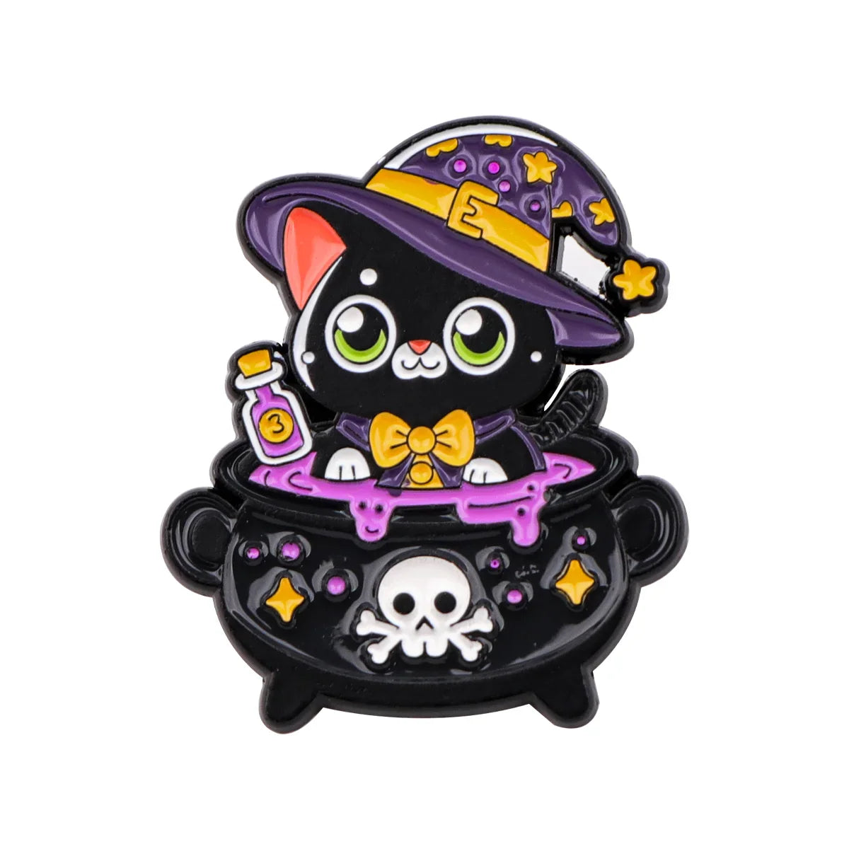 Cute Black Cat Enamel Pin – Animal Brooch Lapel Pin for Backpack, Clothing, Witch Jewelry & Halloween Gifts