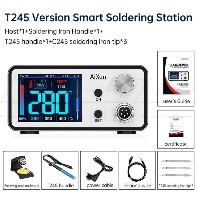 AIXUN T3A/T3B Intelligent Soldering Station – Rework Station for PCB & BGA Soldering with T115/T210/T245/T12 Tools
