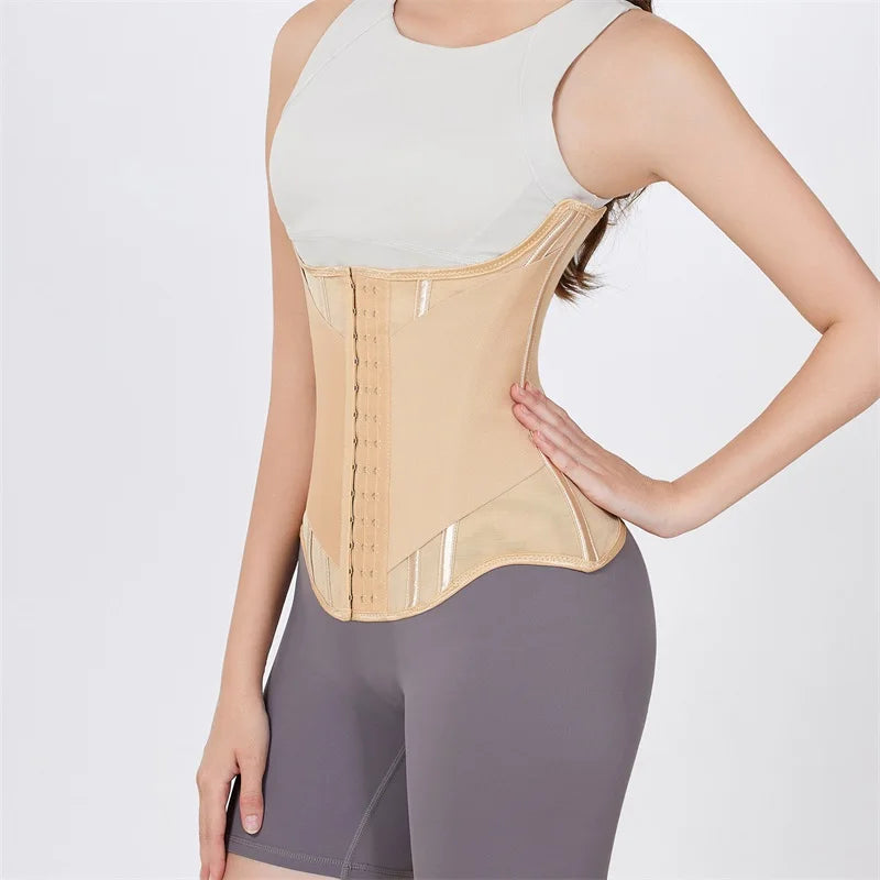 MiiOW U-Shaped Waist Trainer Corset – Women’s Buttoned Shapewear with Steel Bones for Breast Lift, Slimming & Breathable Comfort